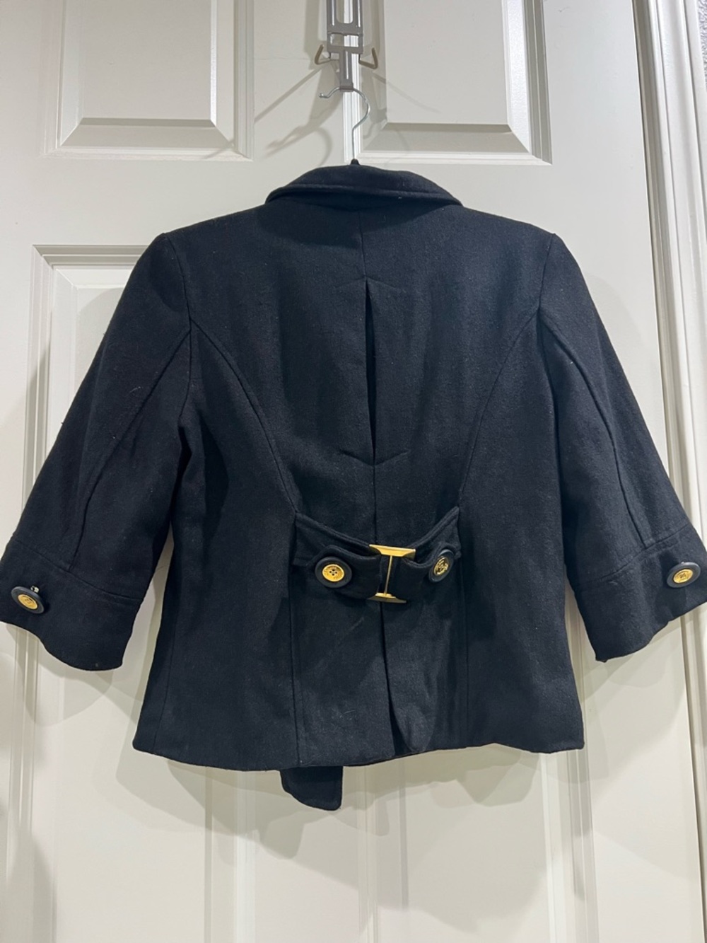 Vintage Apple Bottoms 3/4 Sleeve Peacoat – Black Wool Blend – Size S - Picture 3 of 6